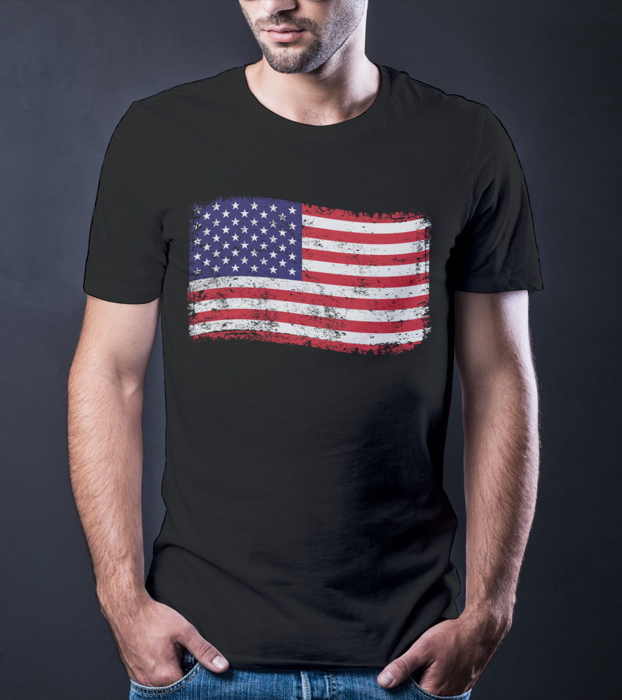 American Flag Distressed Vintage Style T-Shirt