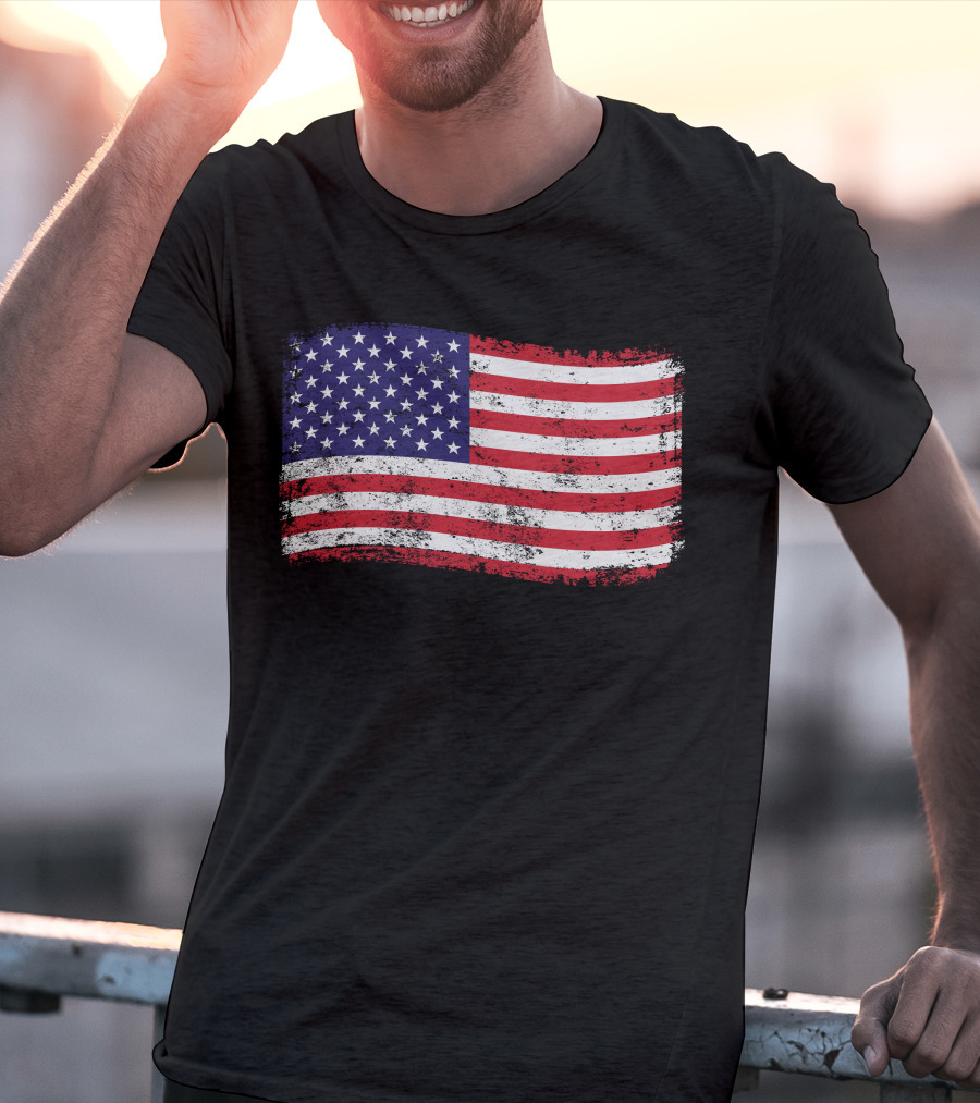 American Flag Distressed Vintage Style T-Shirt