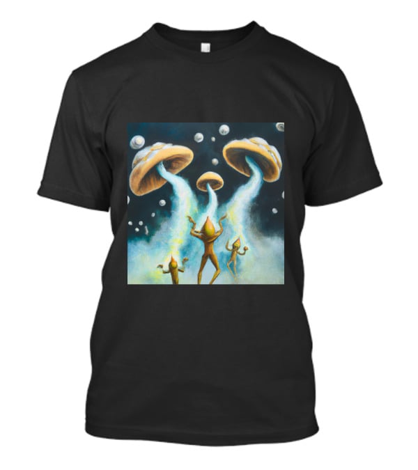 Style The Arrival Of Leman Alien Cosmic Encounter With Mushroom UFOs T-Shirt