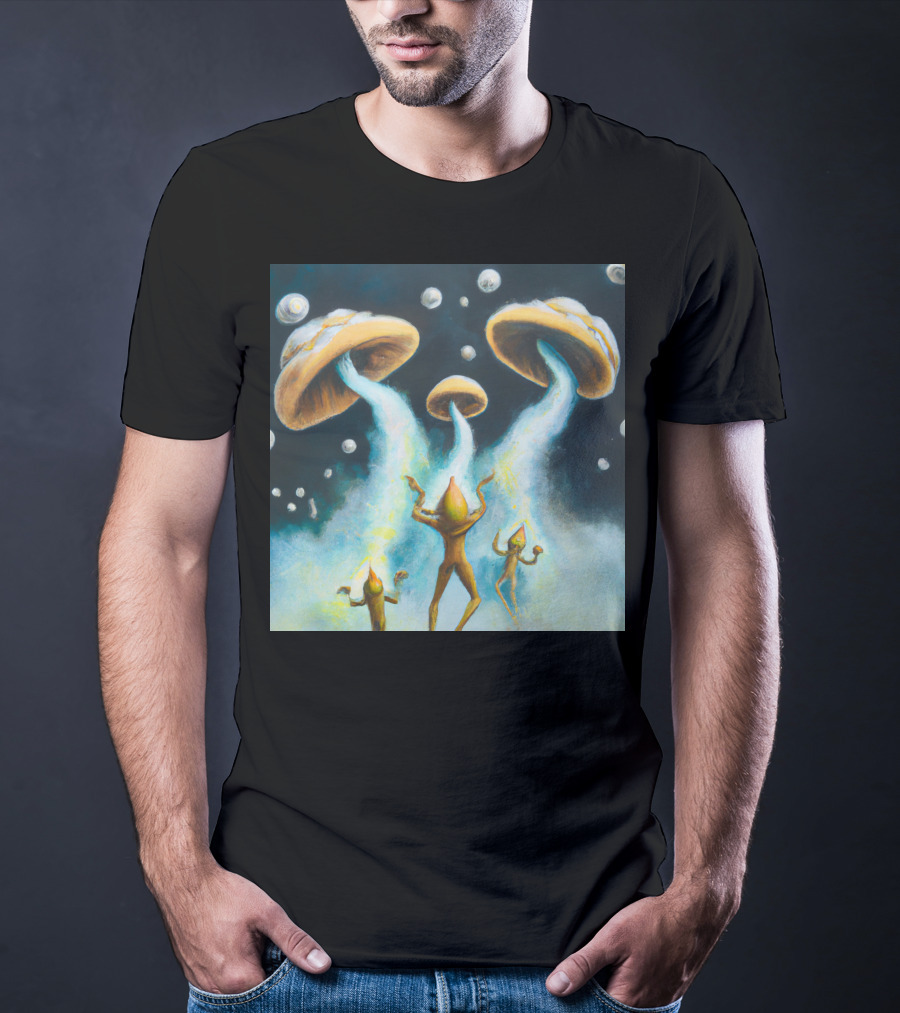 Style The Arrival Of Leman Alien Cosmic Encounter With Mushroom UFOs T-Shirt