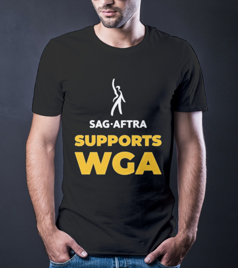 SAG-AFTRA Supports WGA Bold Logo With Iconic Figure T-Shirt