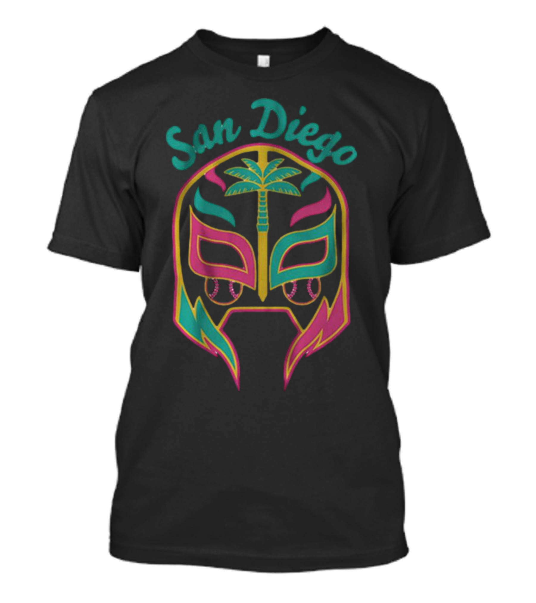San Diego Lucha Mask Tropical Palm Retro T-Shirt