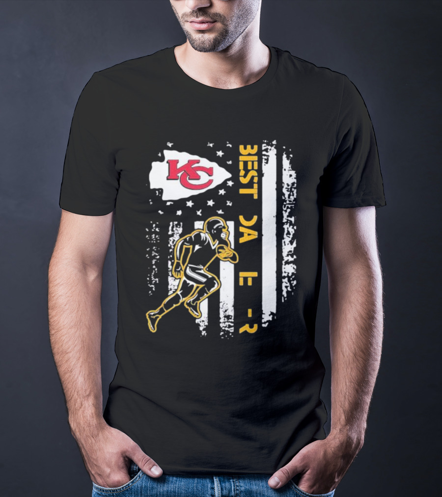 Best Dad Ever Kansas City Chiefs Football American Flag T-Shirt