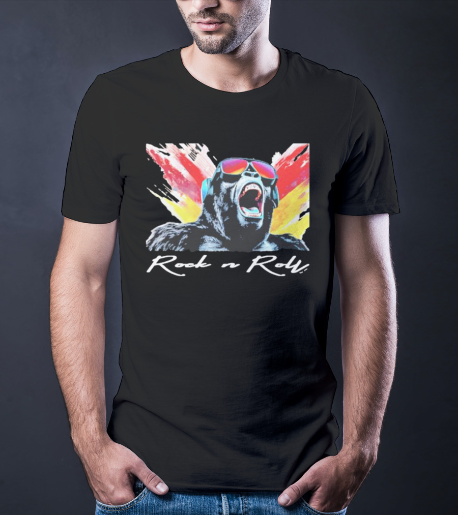 Rock N Roll Gorilla With Headphones And Sunglasses T-Shirt