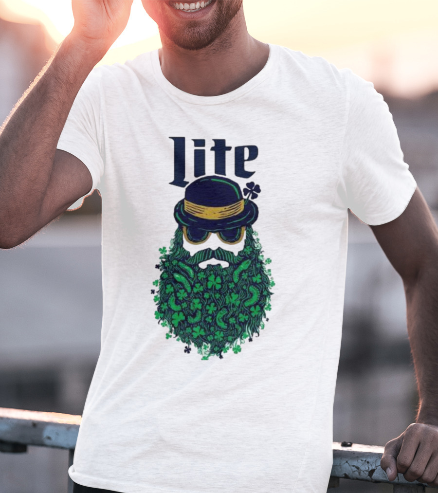 St Patrick’s Day Lite Hat And Green Beard With Shamrocks T-Shirt