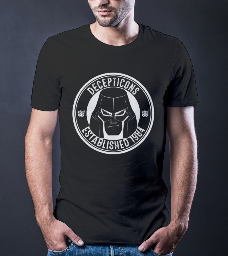 Decepticons Established 1984 Iconic Logo And Megatron Face With Emblems T-Shirt