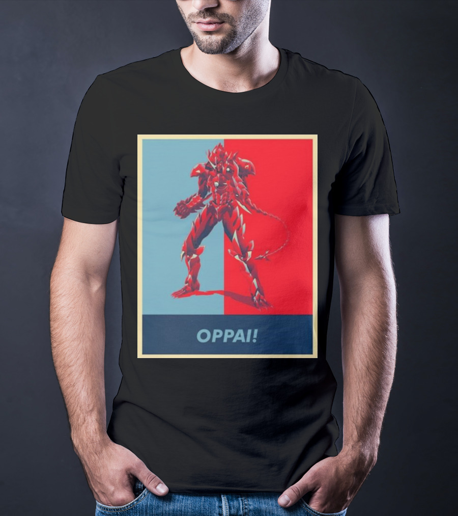 OPPAI Issei Hyoudou High School DxD Hope Style Mecha Fusion Red And Blue Dual Color Background T-Shirt