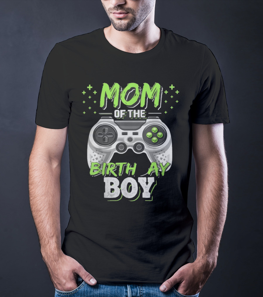 Mom Of The Birthday Boy Gamer Controller Matching Video Gamer Birthday Party T-Shirt