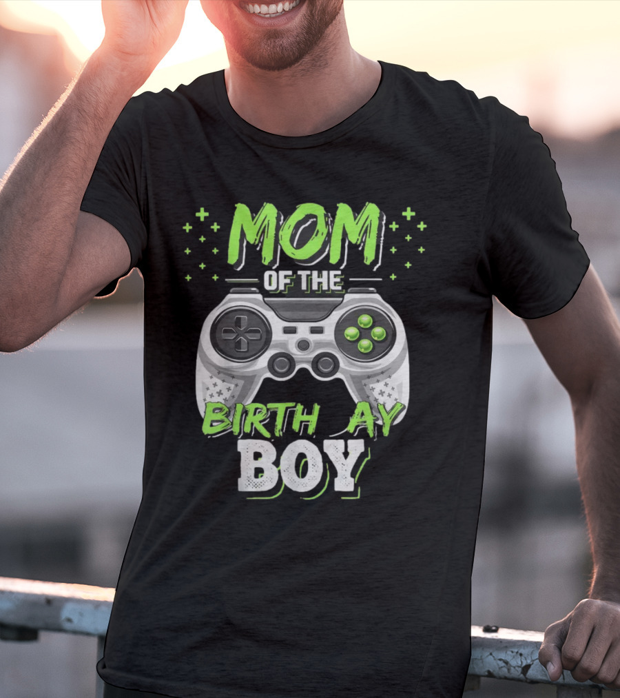Mom Of The Birthday Boy Gamer Controller Matching Video Gamer Birthday Party T-Shirt