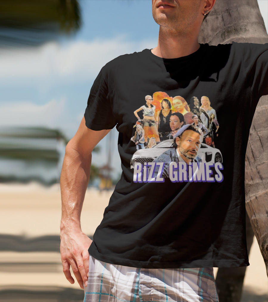 Rizz Grimes Walking Dead Car Iconic Character Collage T-Shirt