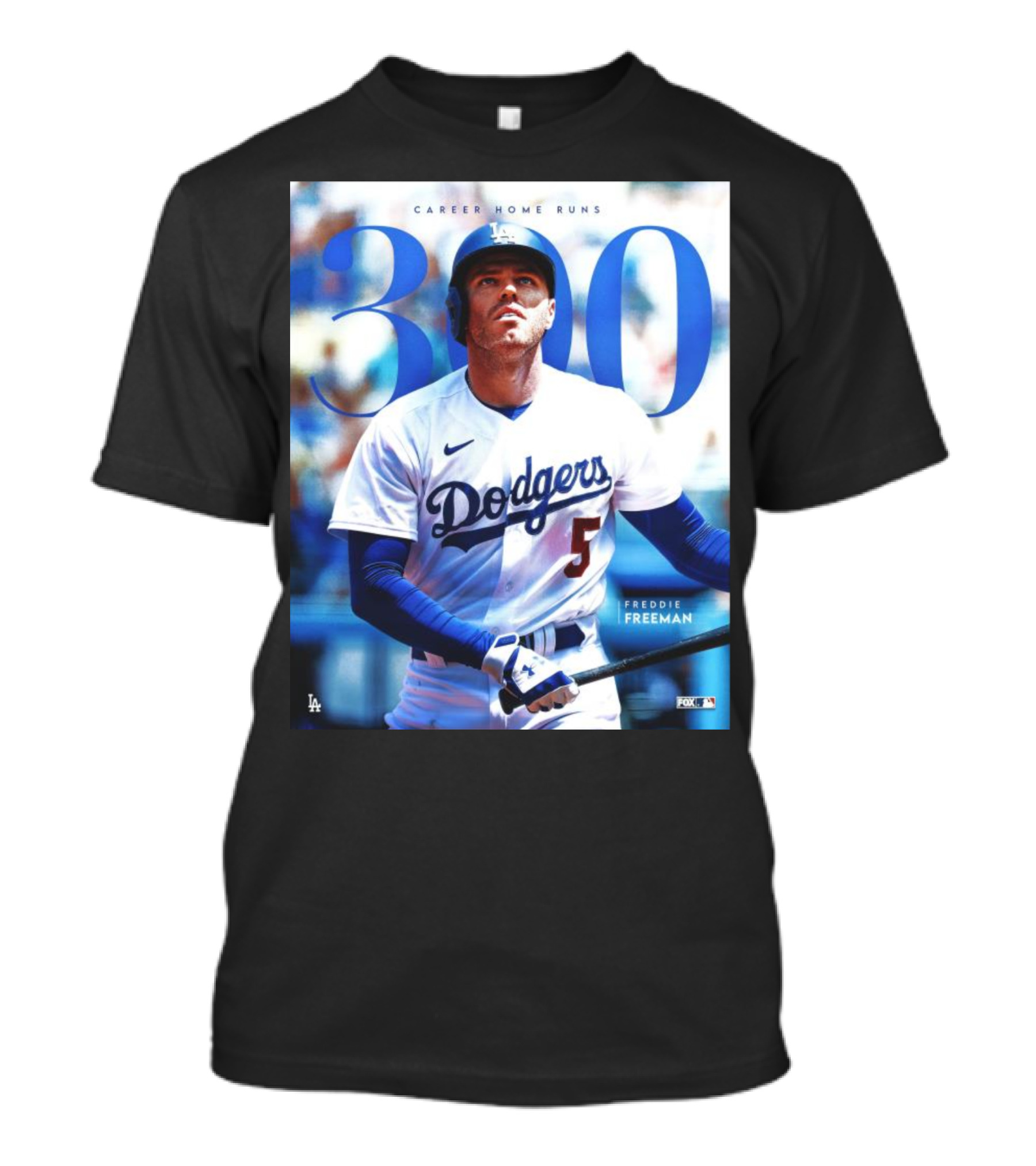Dodgers Freddie Freeman 300 Career Home Runs Achievement Image With MLB T-Shirt