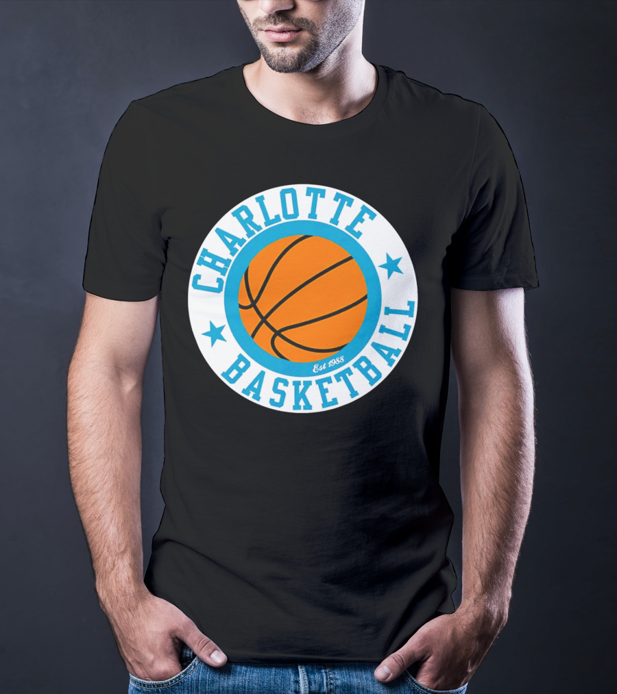Charlotte Basketball Est 1988 Logo Vintage Style Circle Emblem T-Shirt