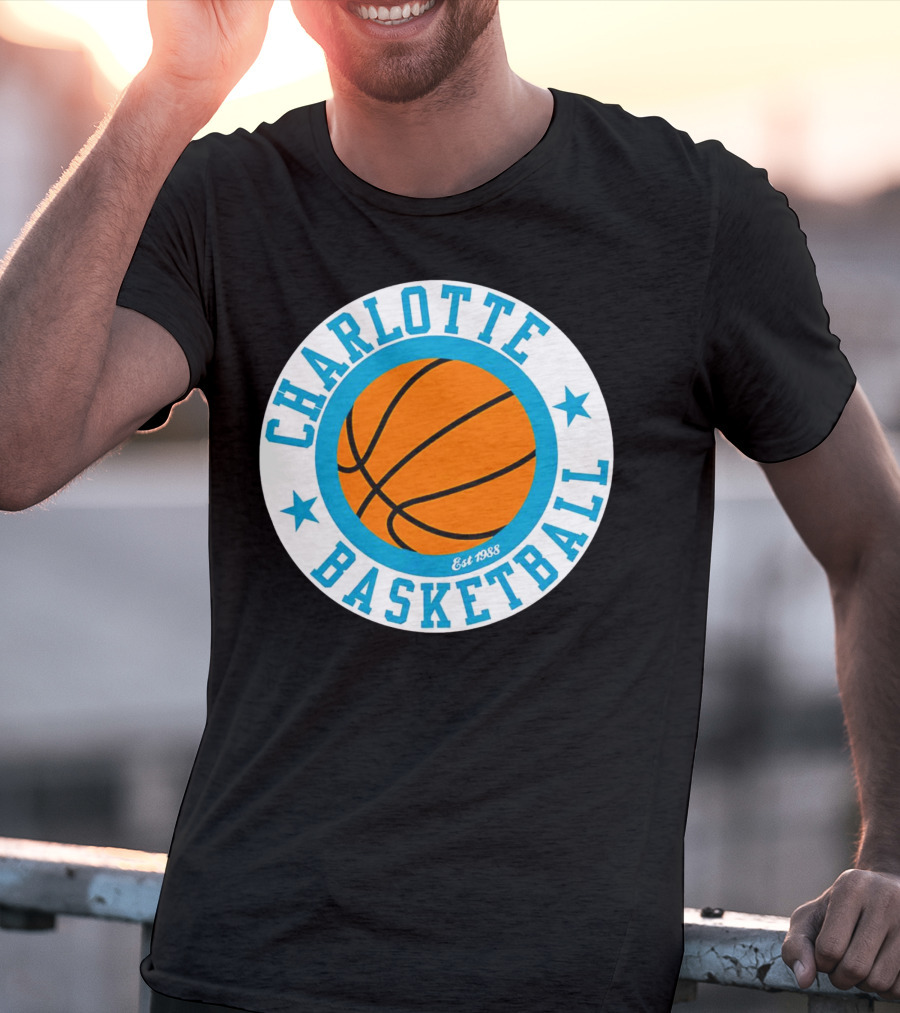 Charlotte Basketball Est 1988 Logo Vintage Style Circle Emblem T-Shirt