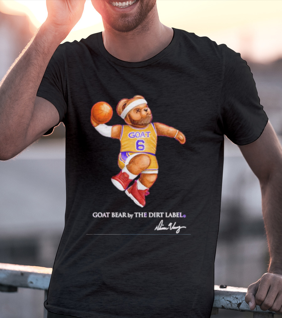 Los Angeles Lakers LeBron James GOAT Bear By The Dirt Label 6 T-Shirt