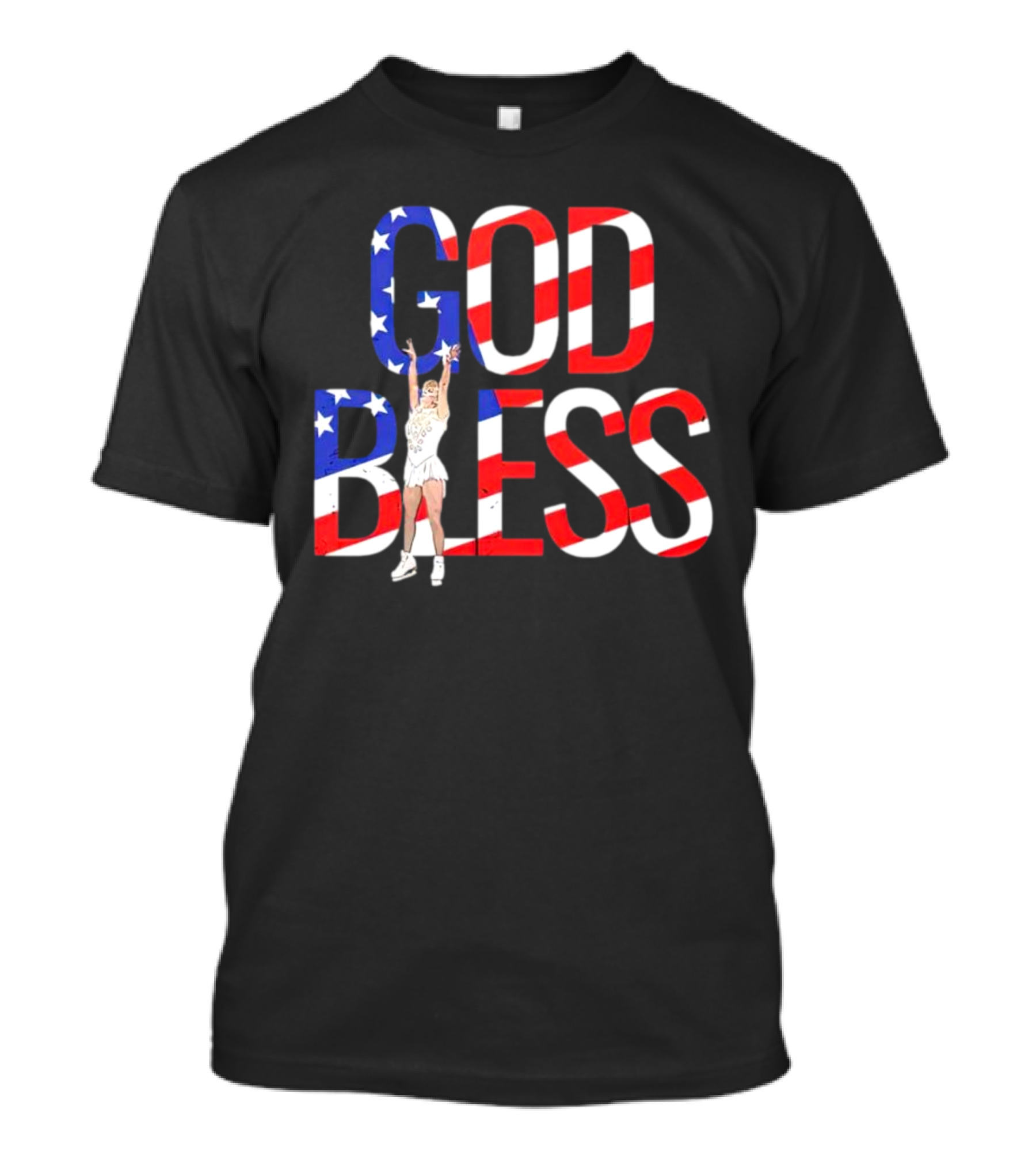 Men’s Tonya Harding God Bless American Flag Figure Skater T-Shirt