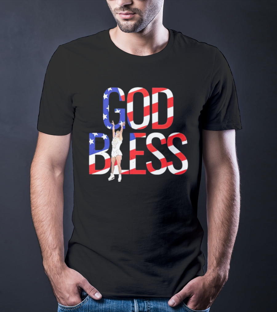 Men’s Tonya Harding God Bless American Flag Figure Skater T-Shirt