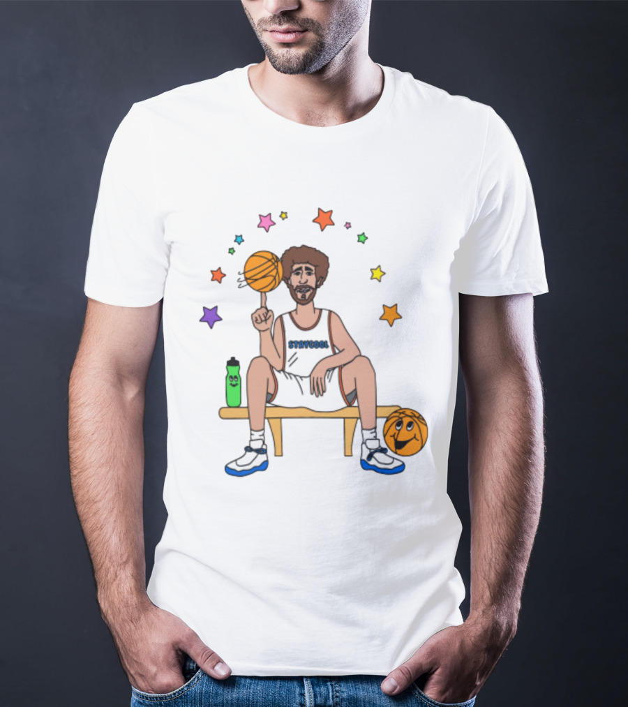 Staycool Basketball Bench With Stars And Basketballs T-Shirt