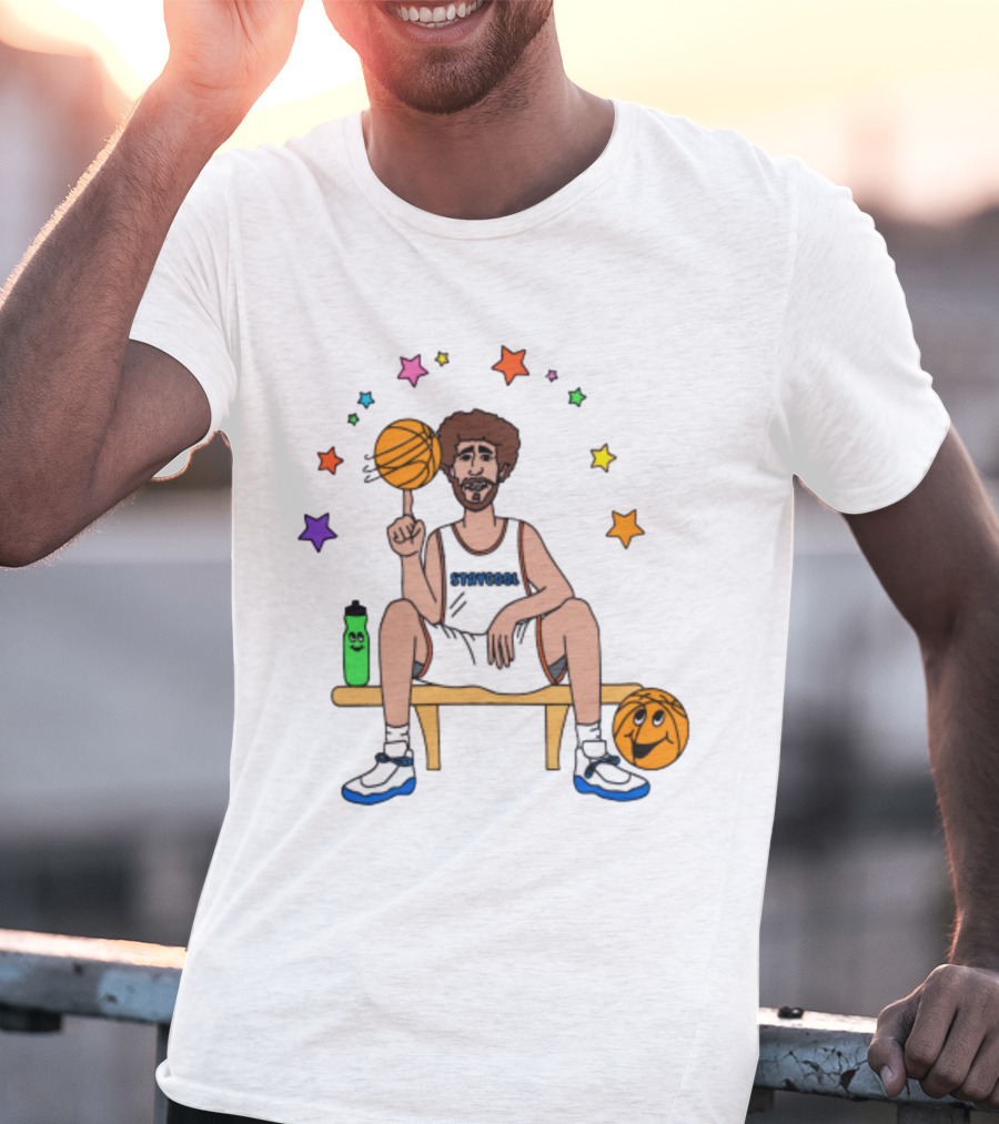 Staycool Basketball Bench With Stars And Basketballs T-Shirt