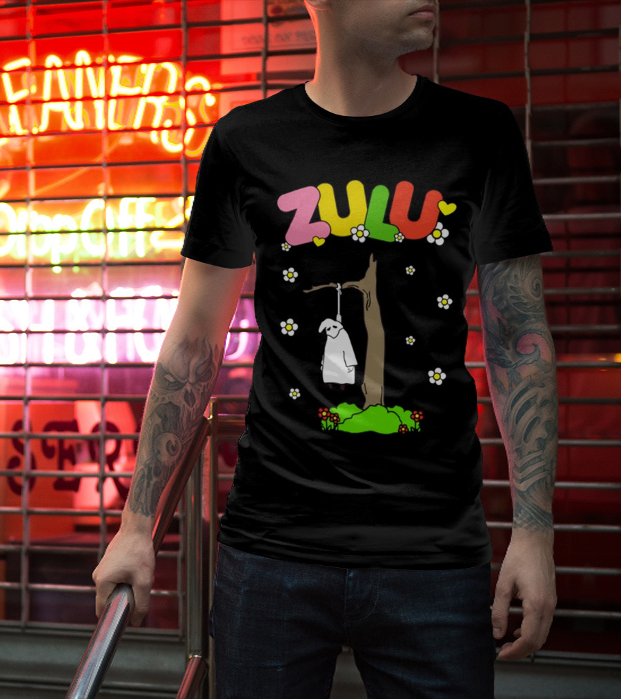 Zulu Hanging Tree With Colorful Text And Heart Flowers T-Shirt