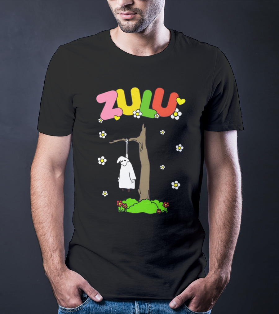 Zulu Hanging Tree With Colorful Text And Heart Flowers T-Shirt