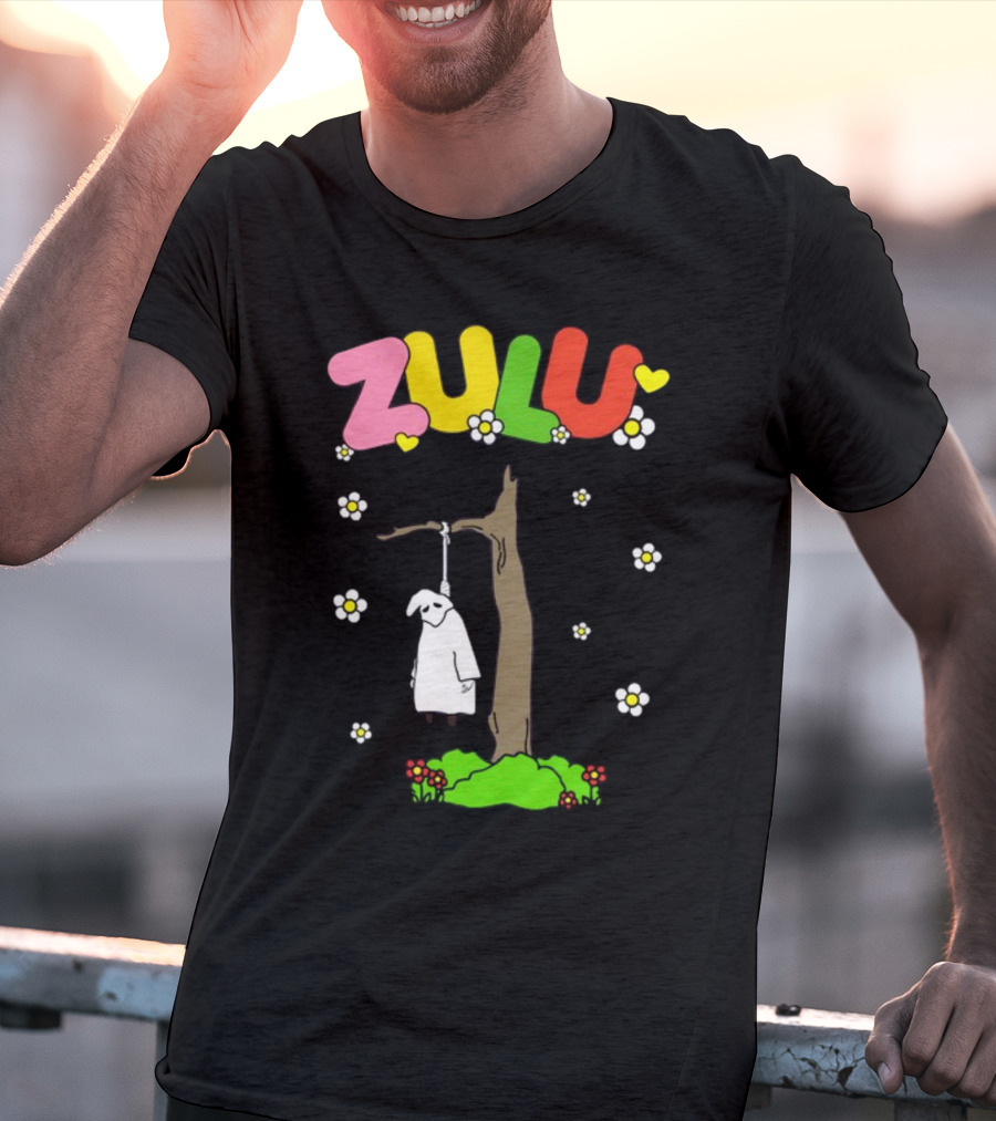 Zulu Hanging Tree With Colorful Text And Heart Flowers T-Shirt