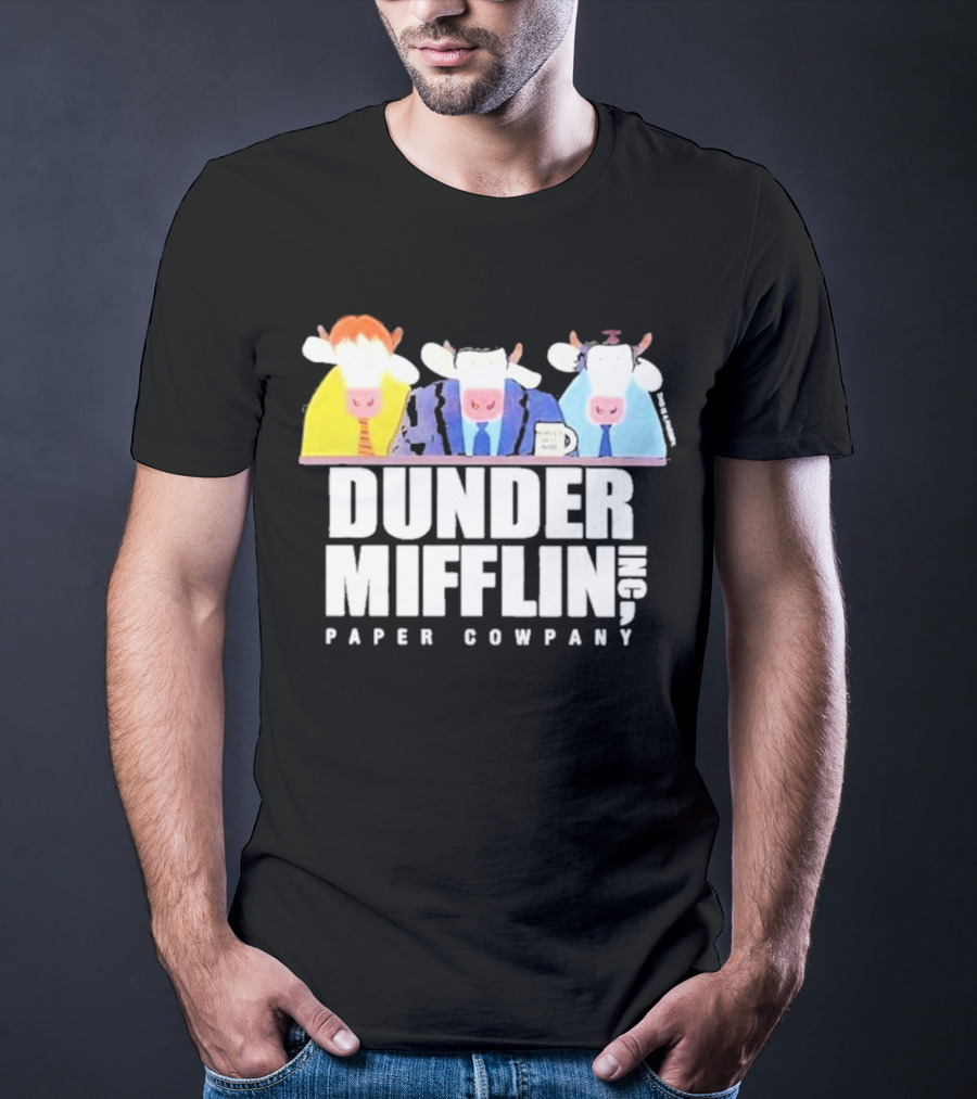Dunder Mifflin Inc Paper Cowpany Cow Characters T-Shirt