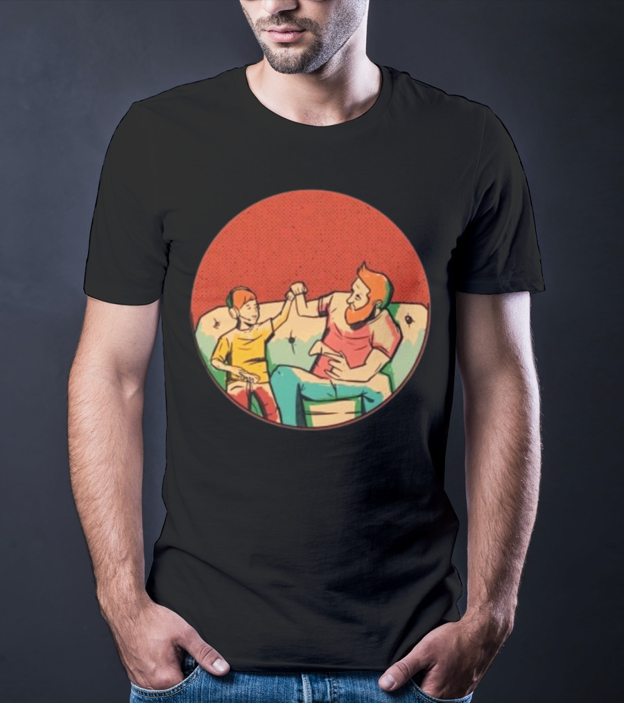 Father And Son Gaming Bond On The Couch T-Shirt