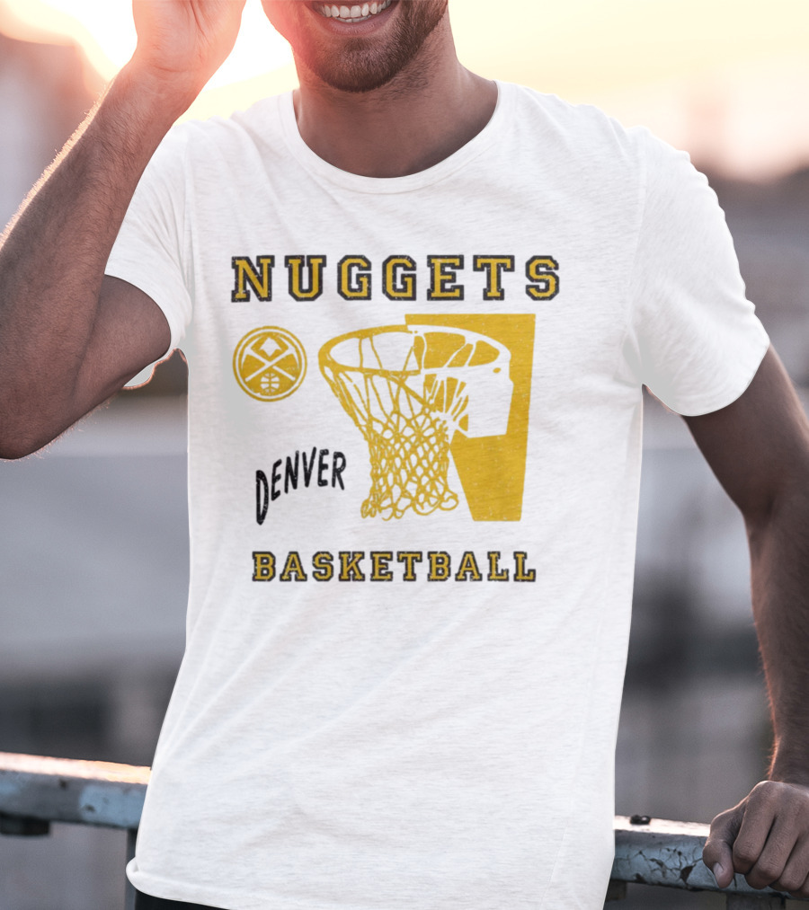 Nuggets Denver Basketball Slam Dunk White Men's Junk Food T-Shirt