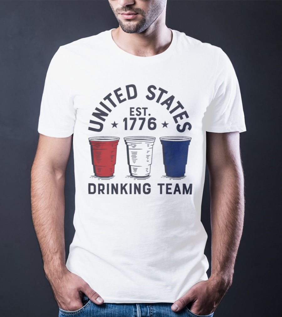 United States Drinking Team Est 1776 Red White Blue Cups T-Shirt
