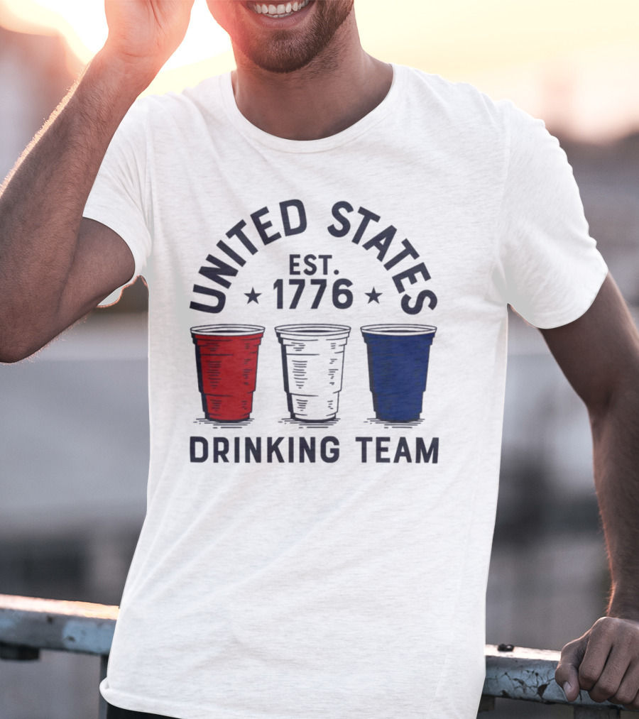 United States Drinking Team Est 1776 Red White Blue Cups T-Shirt