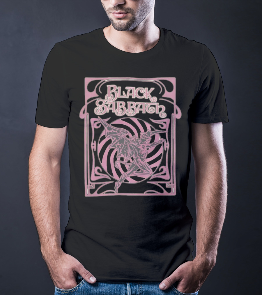 Black Sabbath Pastel Demon Art Nouveau Spiral T-Shirt