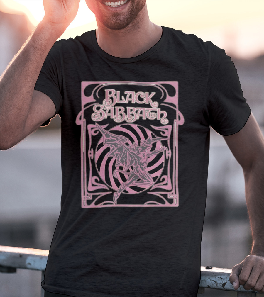 Black Sabbath Pastel Demon Art Nouveau Spiral T-Shirt