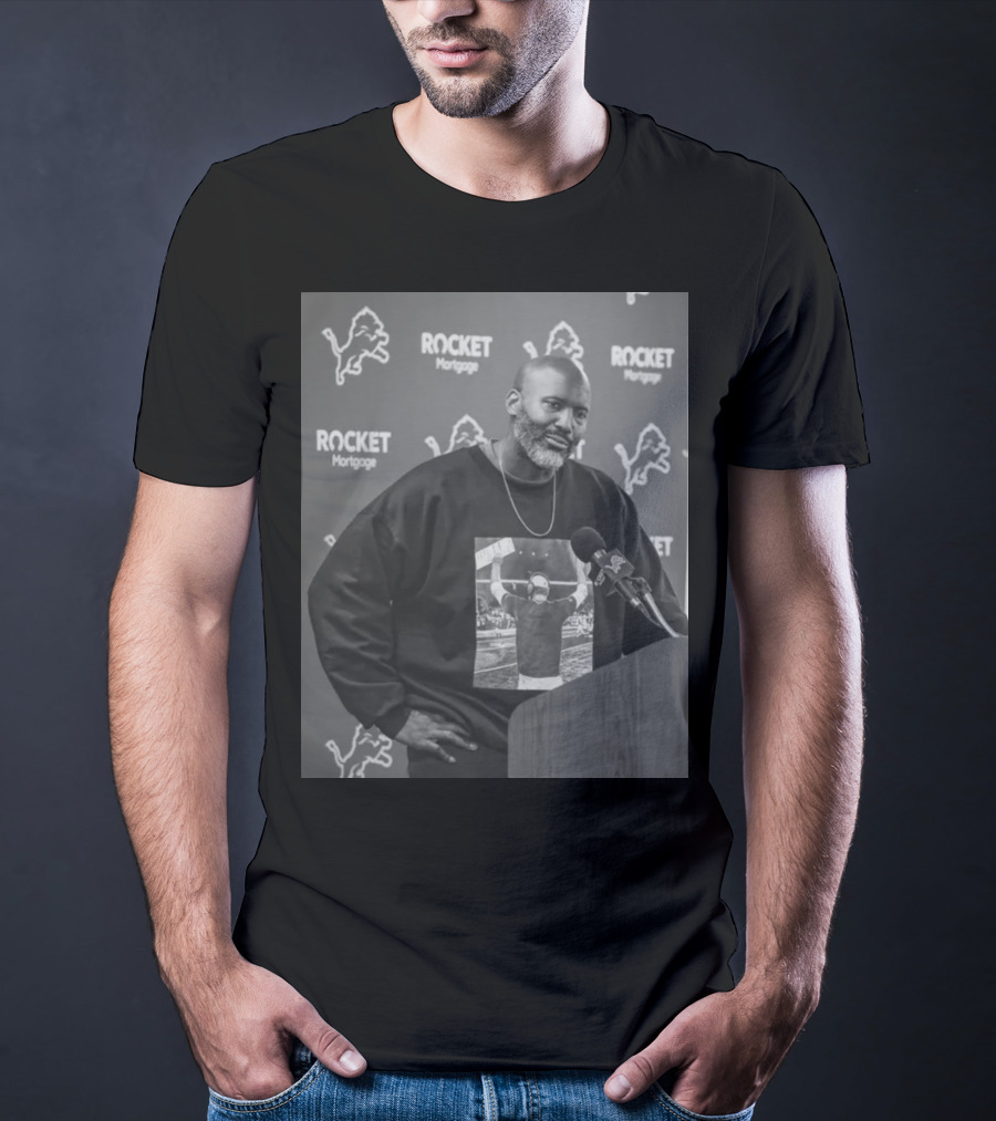 Dan Campbell Holmes Rocket Mortgage Lions Fan Speaker T-Shirt