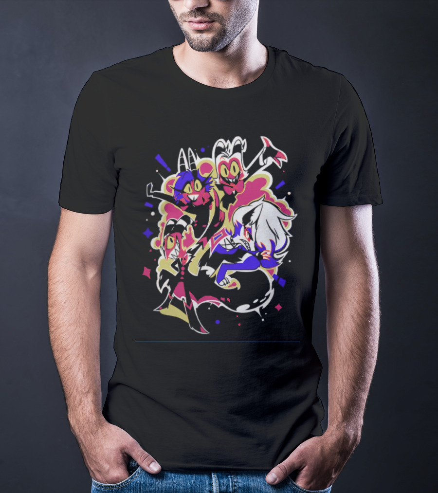 Shark Robot Shop Imp Pop Squad Helluva Boss Cartoon Characters T-Shirt