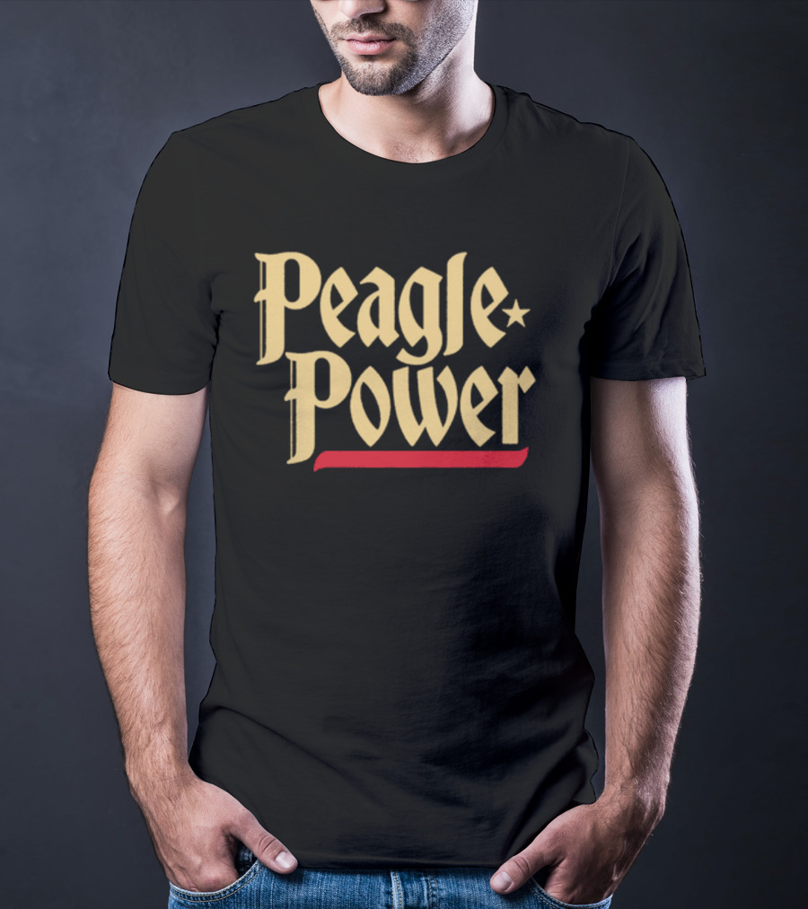Peagle Power Retro Style Text With Red Underline And Star T-Shirt