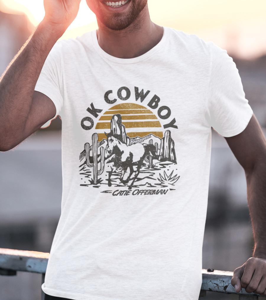 Ok Cowboy Catie Offerman Desert Horseback Scene T-Shirt