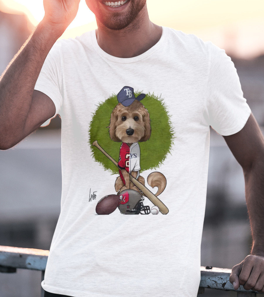 6217 Mcglumphy Tampa Bay Rays Buccaneers Canine Caricature With Sports Equipment T-Shirt