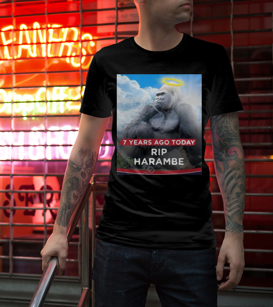 7 Years Ago Today Rip Harambe Halo Clouds T-Shirt