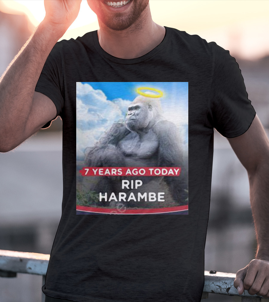 7 Years Ago Today Rip Harambe Halo Clouds T-Shirt