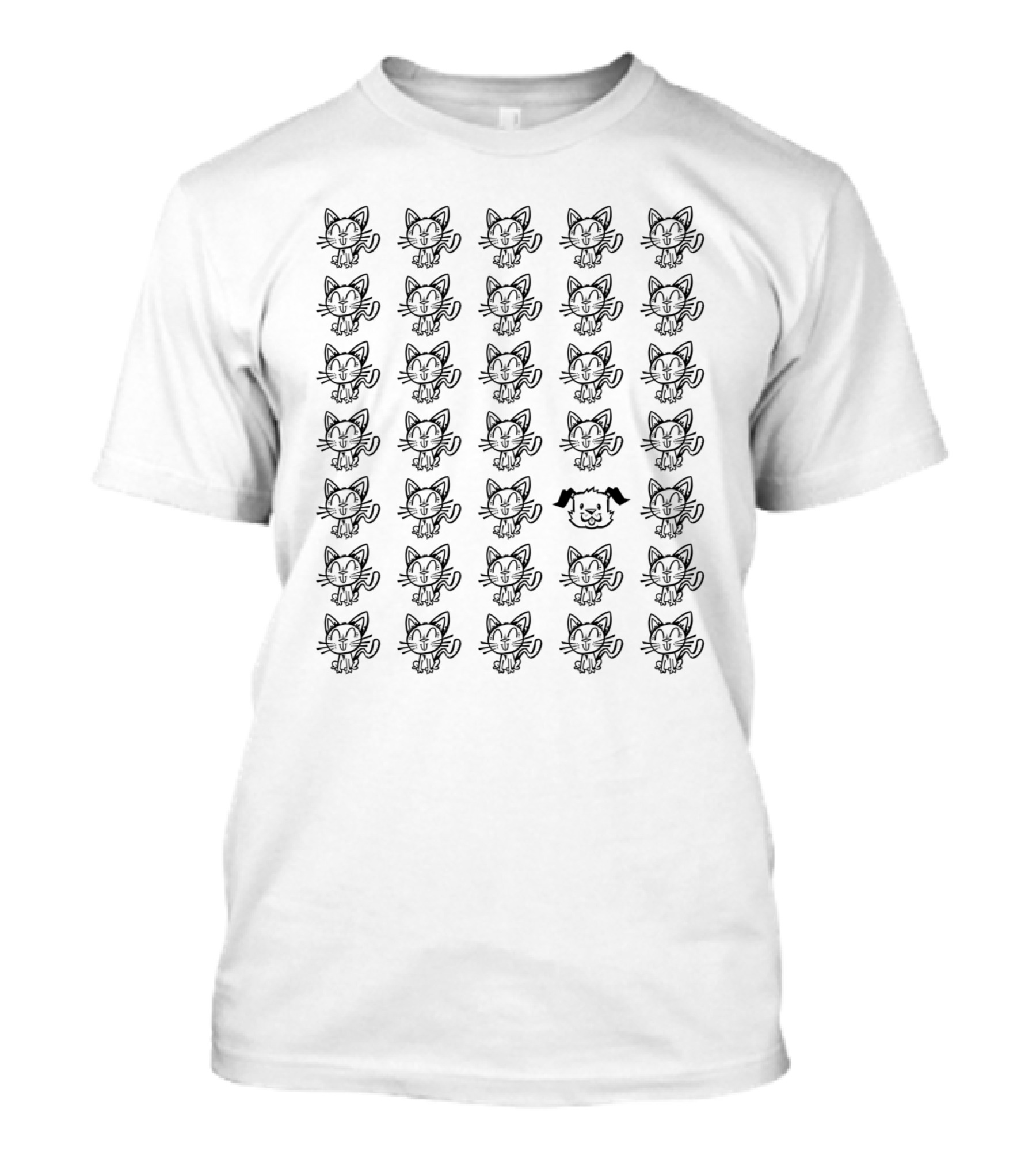 Cat Dog Pattern With Unique Canine Feline Face T-Shirt
