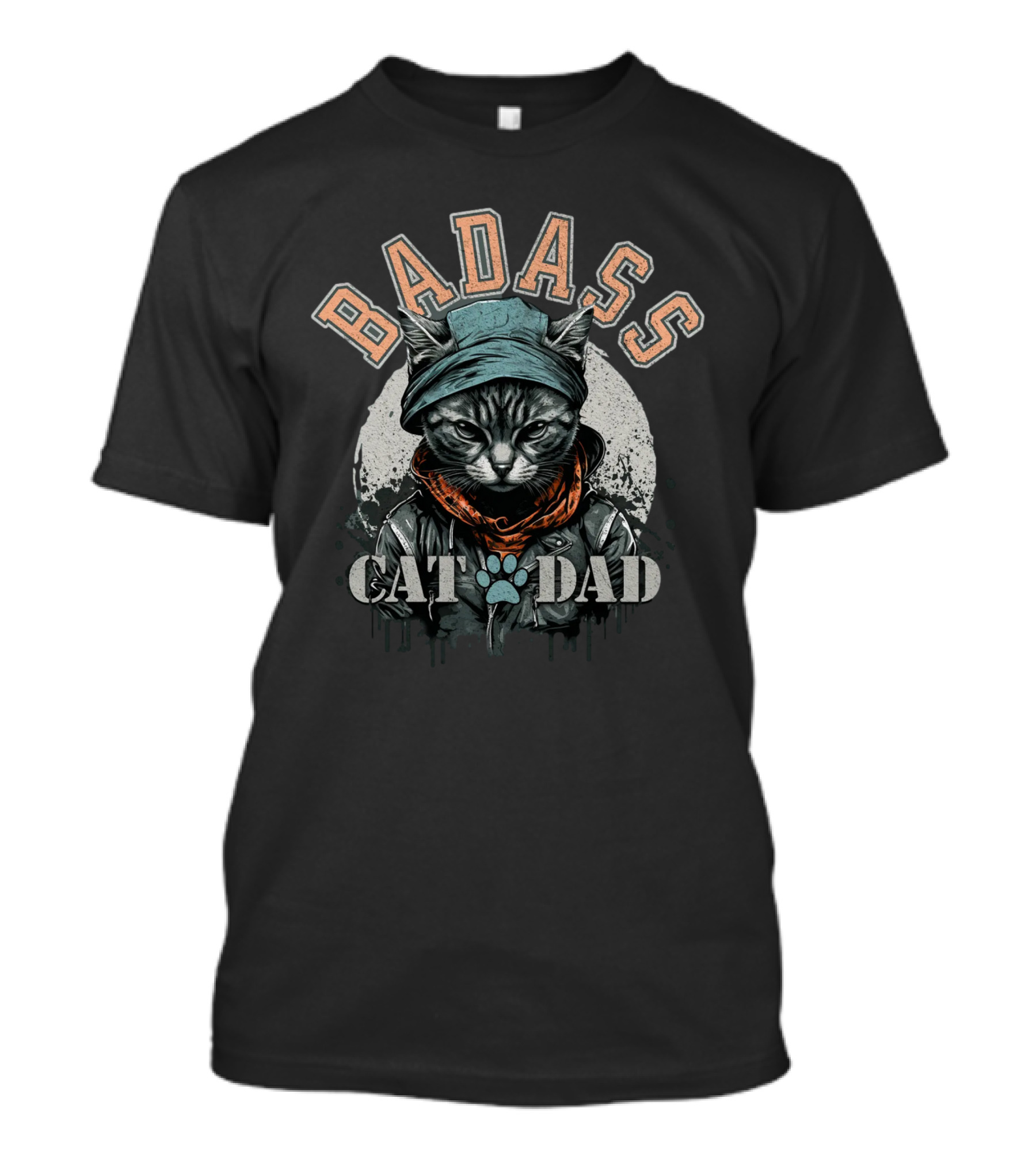 BADASS CAT DAD Hoodie Wearing Cat With Scarf And Paw Prints T-Shirt