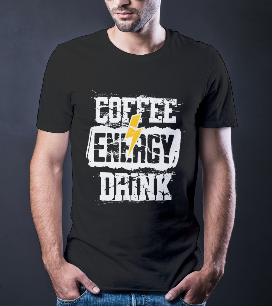 Coffee Energy Drink Grunge Bolt Lightning T-Shirt