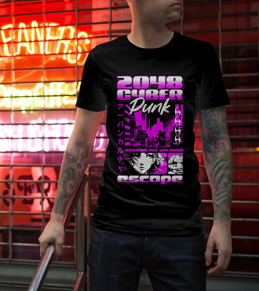 2048 Cyber Punk Escape Modern Age Oblivion Japanese Anime Urban Culture T-Shirt