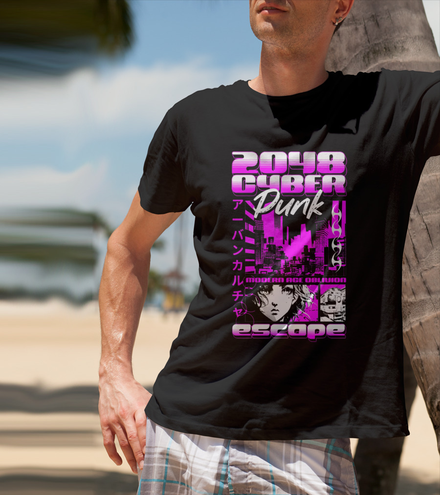 2048 Cyber Punk Escape Modern Age Oblivion Japanese Anime Urban Culture T-Shirt