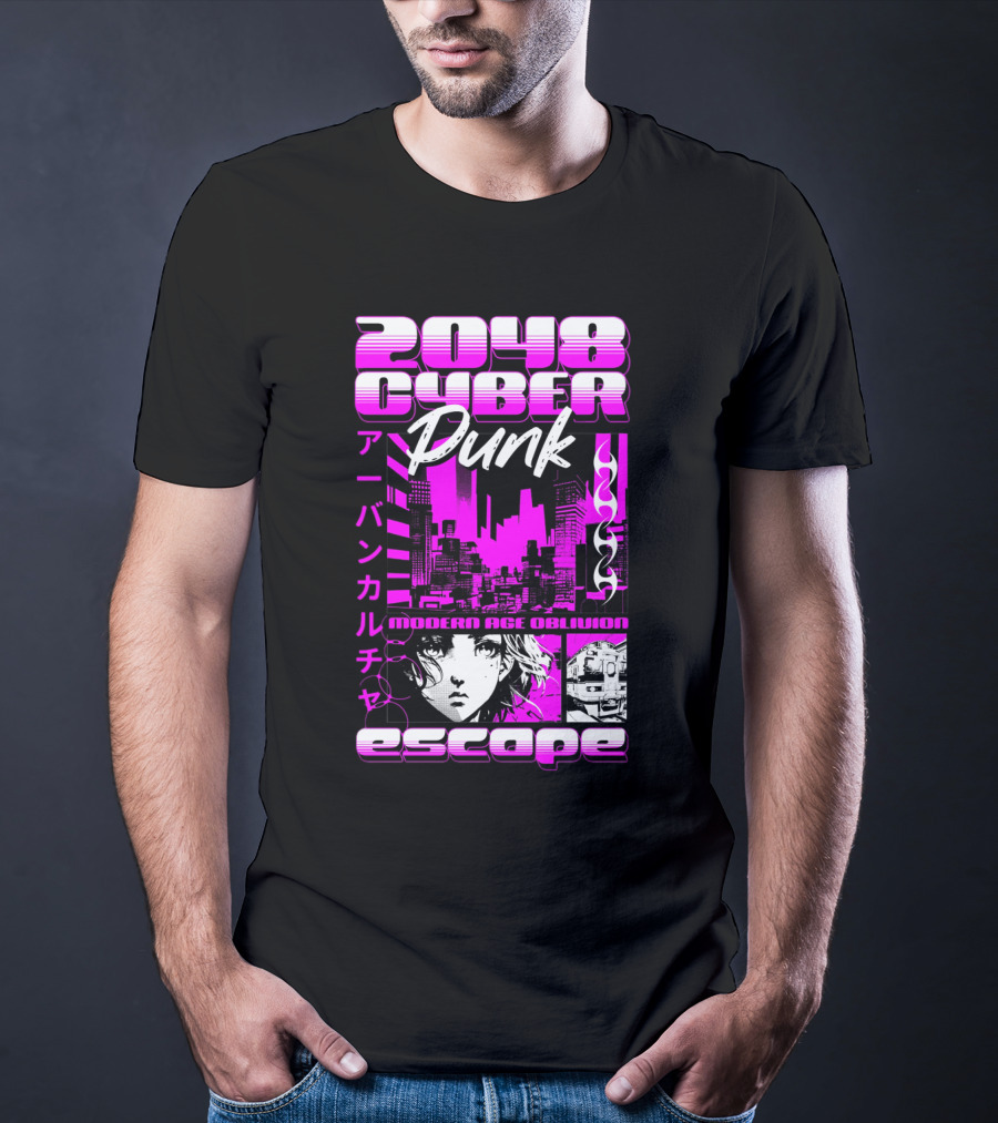 2048 Cyber Punk Escape Modern Age Oblivion Japanese Anime Urban Culture T-Shirt