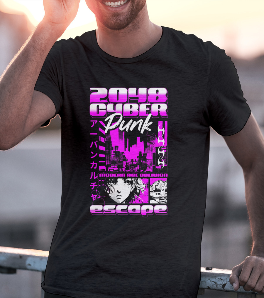 2048 Cyber Punk Escape Modern Age Oblivion Japanese Anime Urban Culture T-Shirt