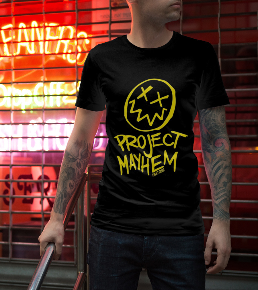 Fight Club Project Mayhem Men's Yellow Face Icon X Eyes T-Shirt