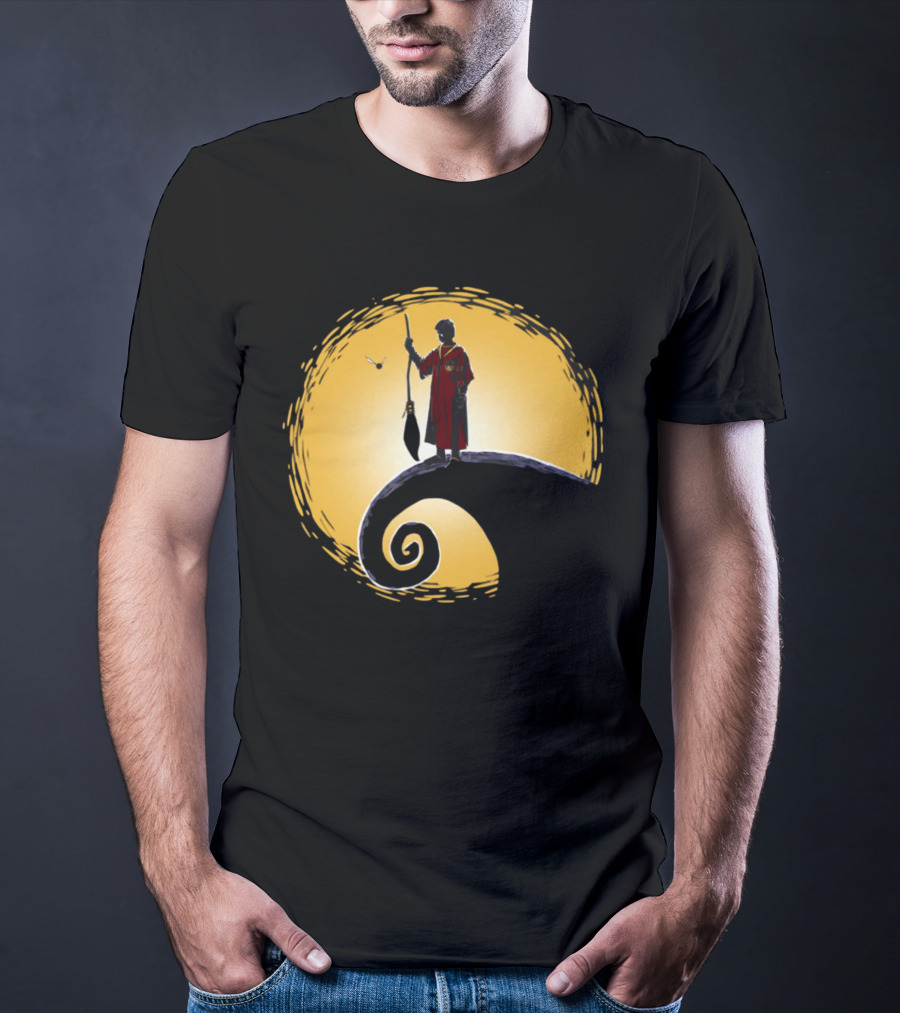 Quidditch Before Christmas Wizards Moon Scene T-Shirt