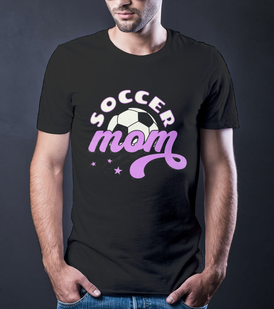Soccer Mom Retro Style With Soccer Ball And Stars T-Shirt