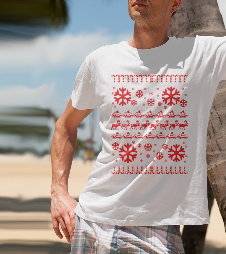 Reindeer And Snowflakes Christmas T-Shirt